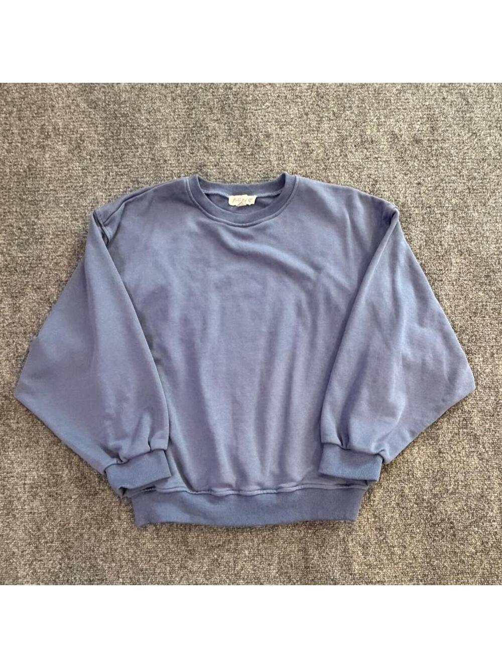 She and Sky gather backed balloon sleeve detail blue sweatshirt size medium